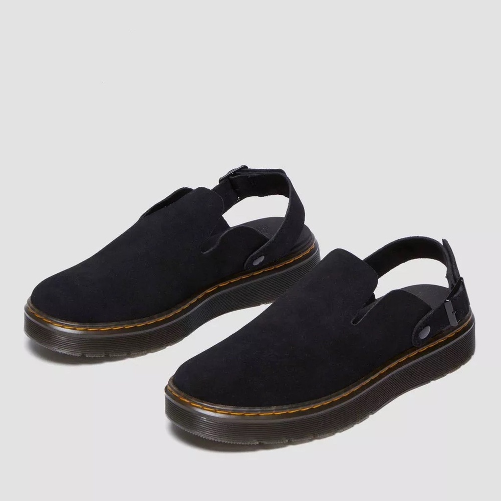 Dr. Martens Black Suede Clogs